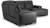 Elba Dark Gray Leather Medium Dual Power Right Chaise Sectional