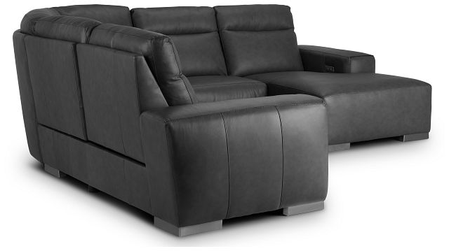 Elba Gray Leather Medium Dual Power Right Chaise Sectional Living Room Reclining Sectionals City Furniture Elba Gray Leather Medium Dual Power, Natuzzi Elba Leather Sofa