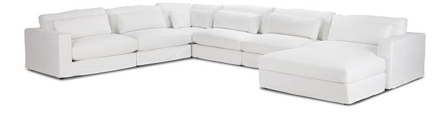 Cozumel White Fabric 7-piece Chaise Sectional (0)