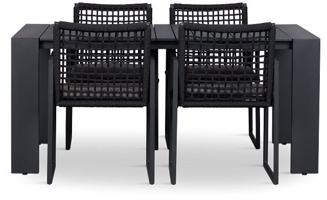 Sunrise Dark Gray 65" Rectangular Table & 4 Aluminum Arm Chairs