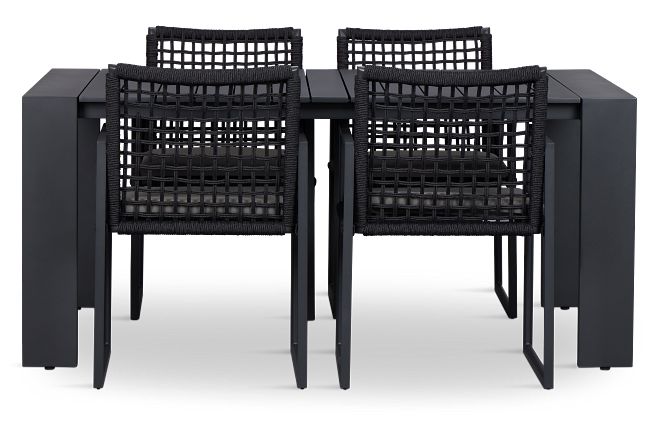 Sunrise Dark Gray 65" Rectangular Table & 4 Aluminum Arm Chairs