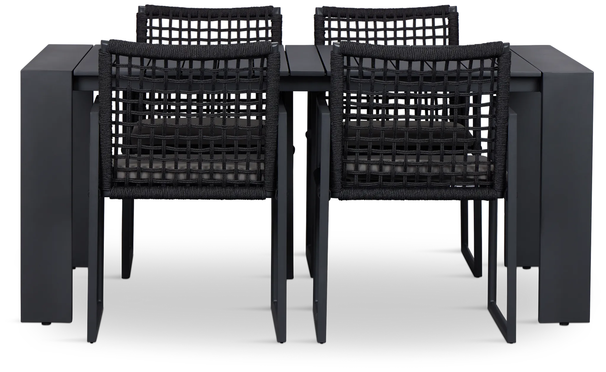 Sunrise Dark Gray 65" Rectangular Table & 4 Aluminum Arm Chairs