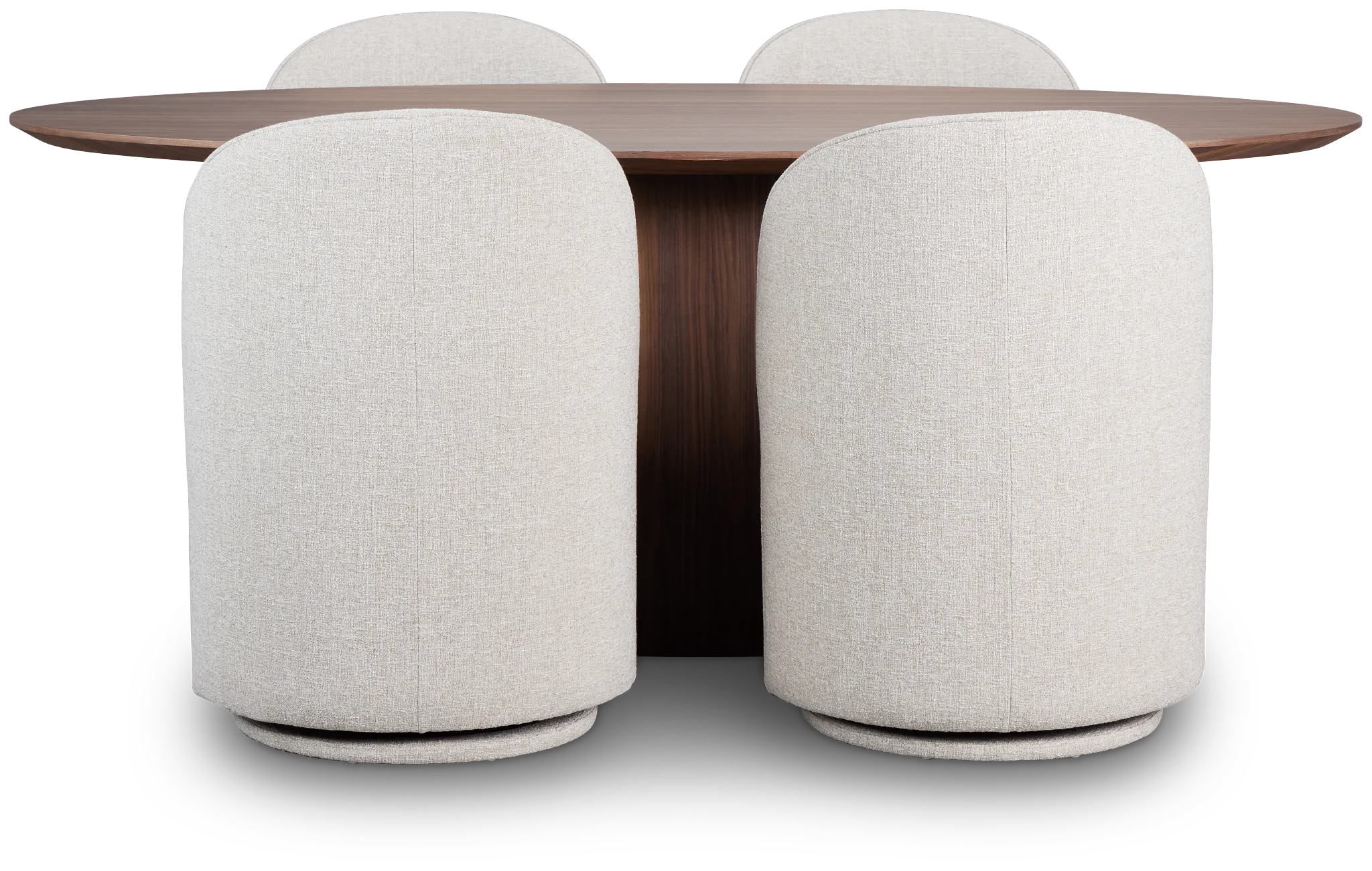 Nomad Mid Tone 78" Round Table & 4 Beige Upholstered Chairs