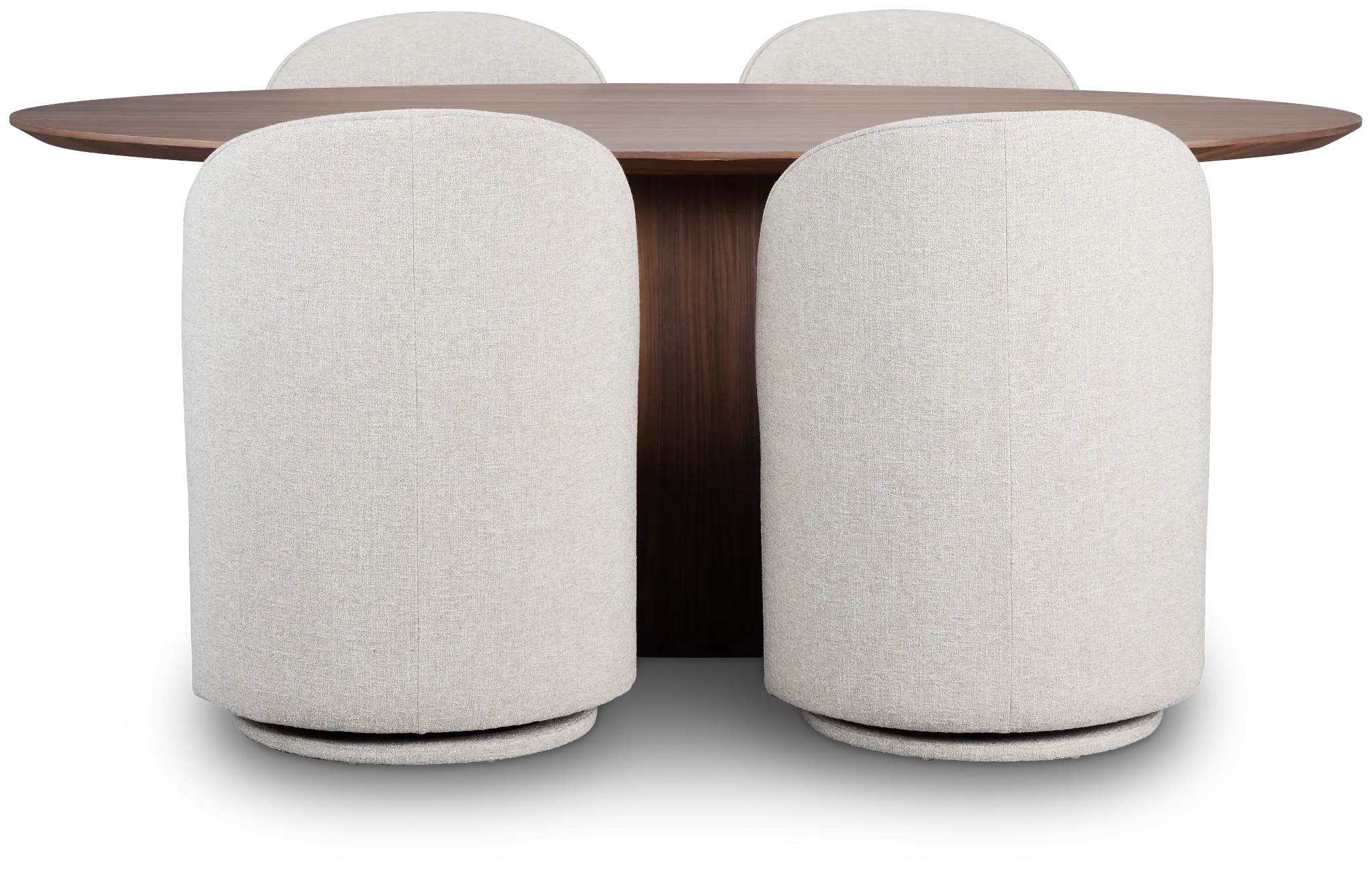 Nomad Mid Tone 78" Round Table & 4 Beige Upholstered Chairs Nomad Mid Tone 78" Round Table & 4 Beige Upholstered Chairs