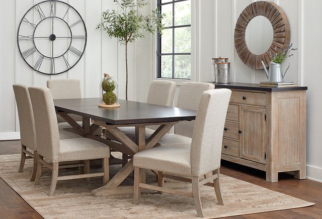 Jefferson Two-tone Table & 4 Upholstered Chairs