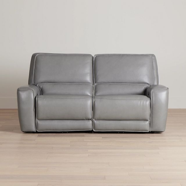 Miles Light Gray Lthr/vinyl Power Reclining Sofa