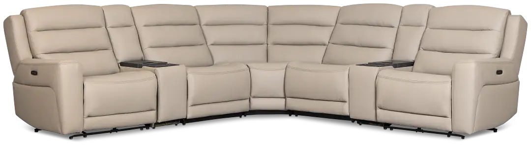 Wilder Taupe Leather Large Dual Power Sectional W/refrigerated Console Wilder Taupe Leather Large Dual Power Sectional W/refrigerated Console