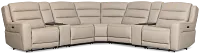 Wilder Taupe Leather Large Dual Power Sectional W/refrigerated Console