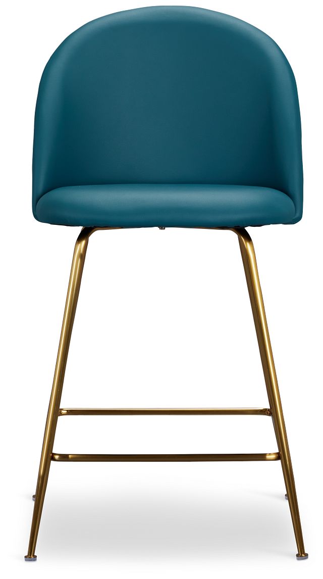 Capri Tealmicro Upholstered 24" Barstools W/gold Legs