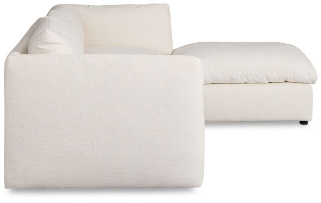Serena White Fabric 4-piece Left Facing Bumper Sectional