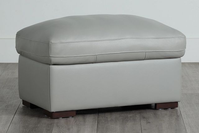 Amari Gray Leather Storage Ottoman