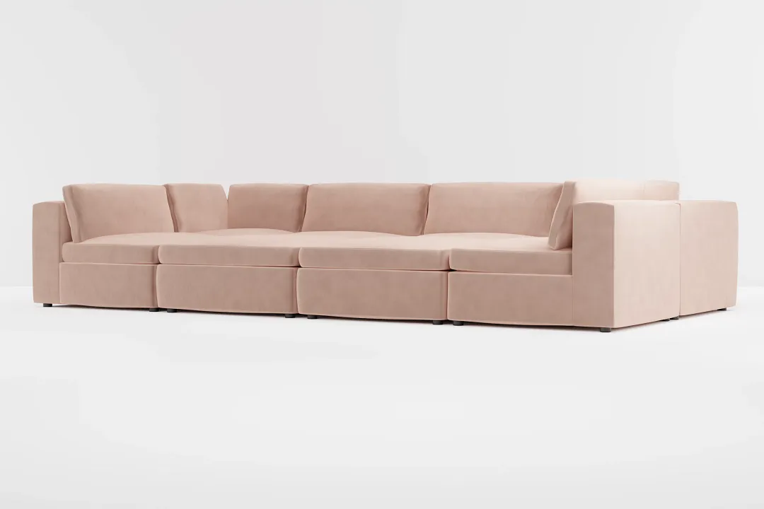 Destin Joya Light Pink Velvet 8-piece Pit Sectional
