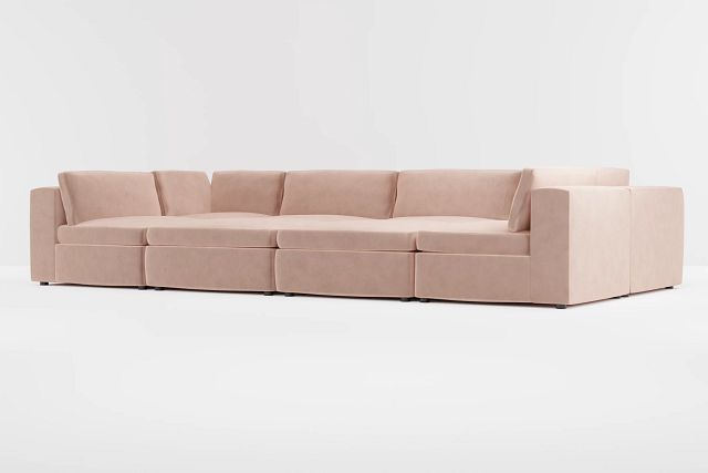 Destin Joya Light Pink Velvet 8-piece Pit Sectional