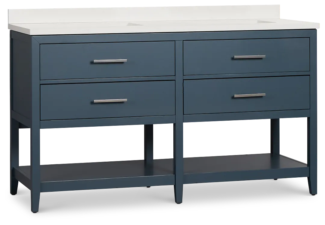 Alden Blue 60" Double Bathroom Vanity