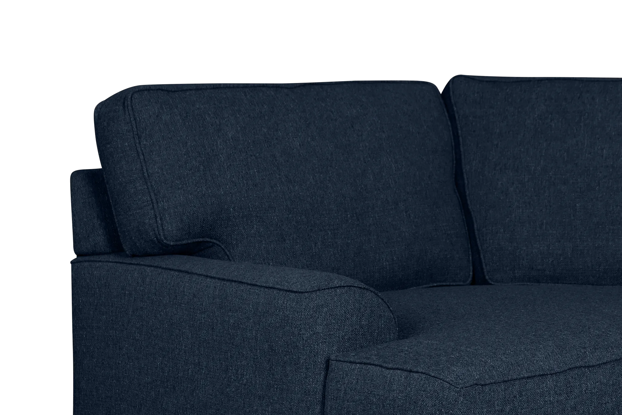 Sinclair Dark Blue Fabric Medium Left Facing Cuddler Sectional