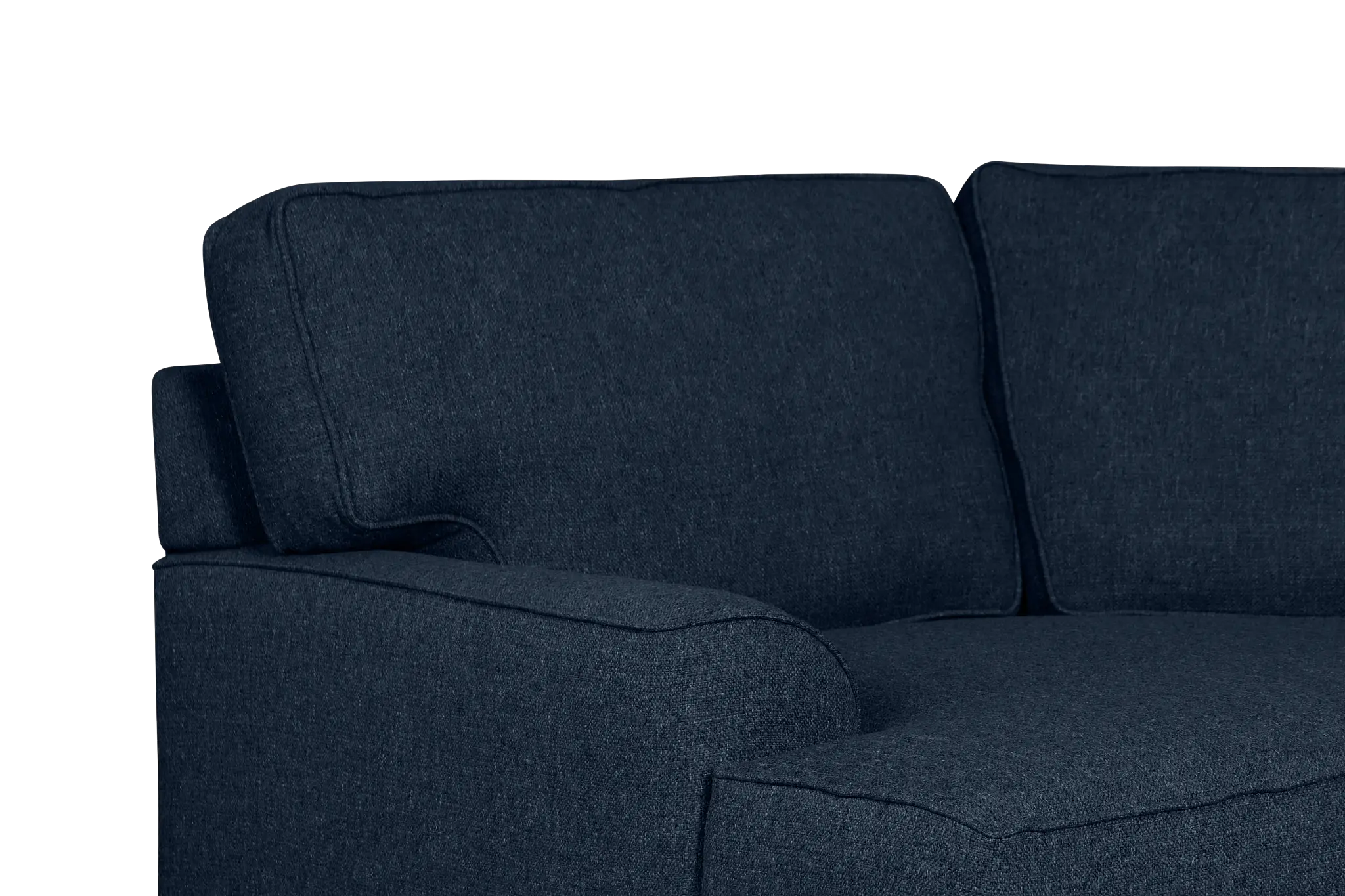 Sinclair Dark Blue Fabric Medium Left Facing Cuddler Sectional Sinclair Dark Blue Fabric Medium Left Facing Cuddler Sectional
