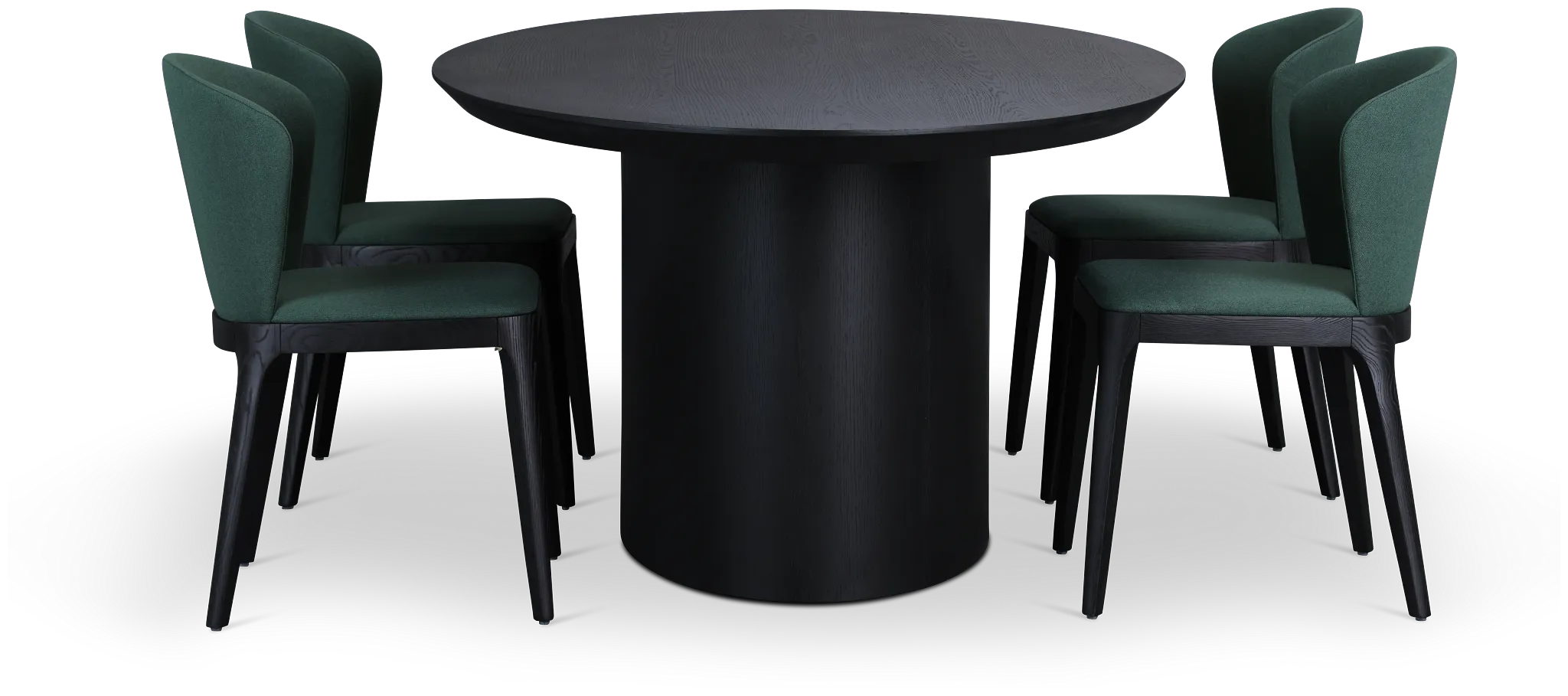 Nomad Black 94" Oval Table & 4 Dark Green Chairs W/ Black Legs