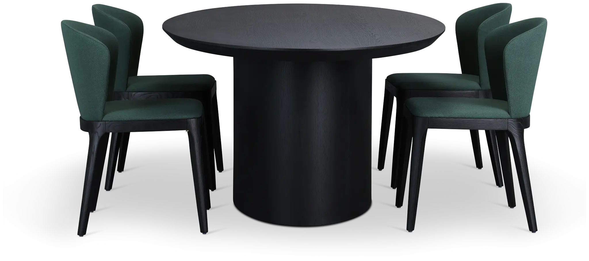 Nomad Black 94" Oval Table & 4 Dark Green Chairs W/ Black Legs Nomad Black 94" Oval Table & 4 Dark Green Chairs W/ Black Legs