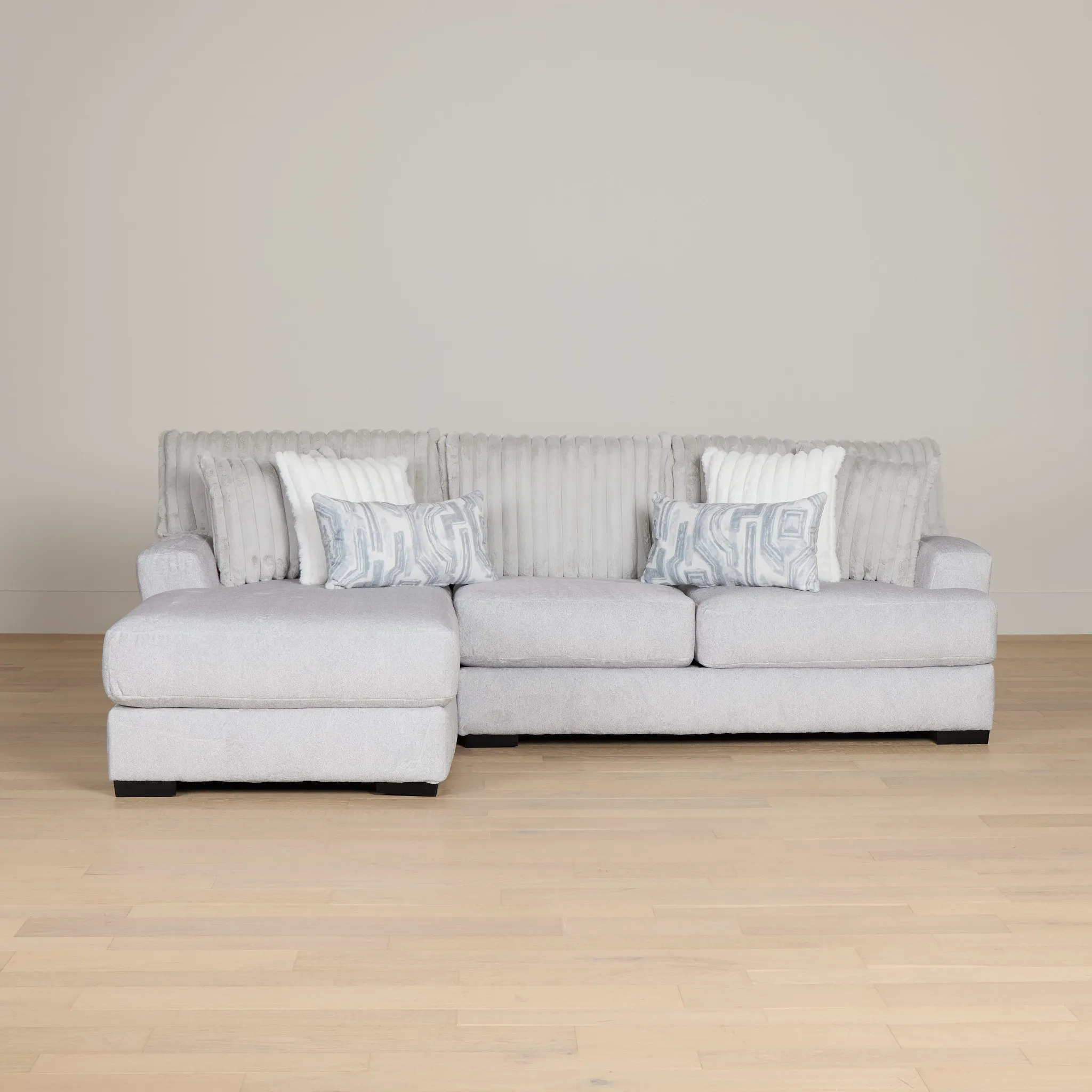 Kylie Light Gray Fabric Left Chaise Sectional