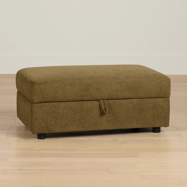 Carmen Green Fabric Storage Ottoman