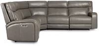 Jasper Gray Leather Small Two-arm Power Reclining Sectional