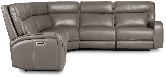 Jasper Gray Leather Small Two-arm Power Reclining Sectional