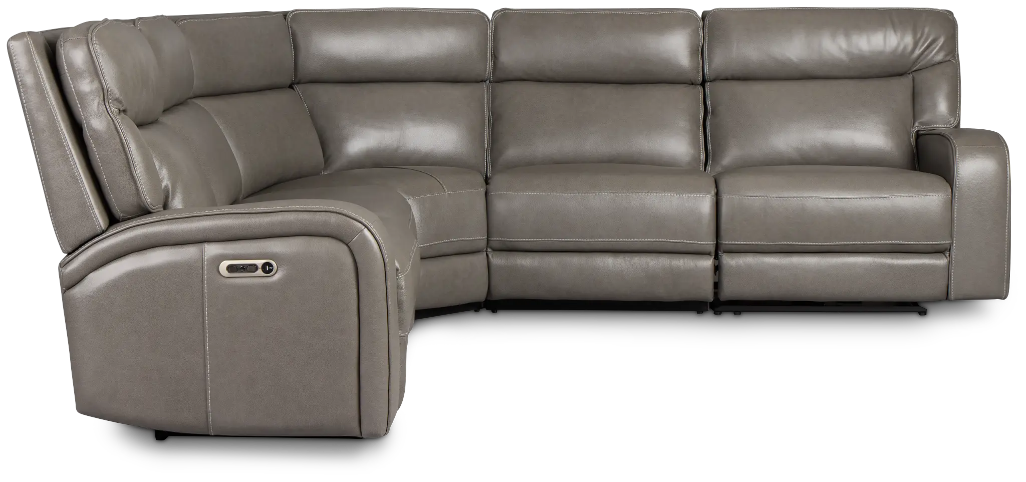 Jasper Gray Leather Small Two-arm Power Reclining Sectional Jasper Gray Leather Small Two-arm Power Reclining Sectional