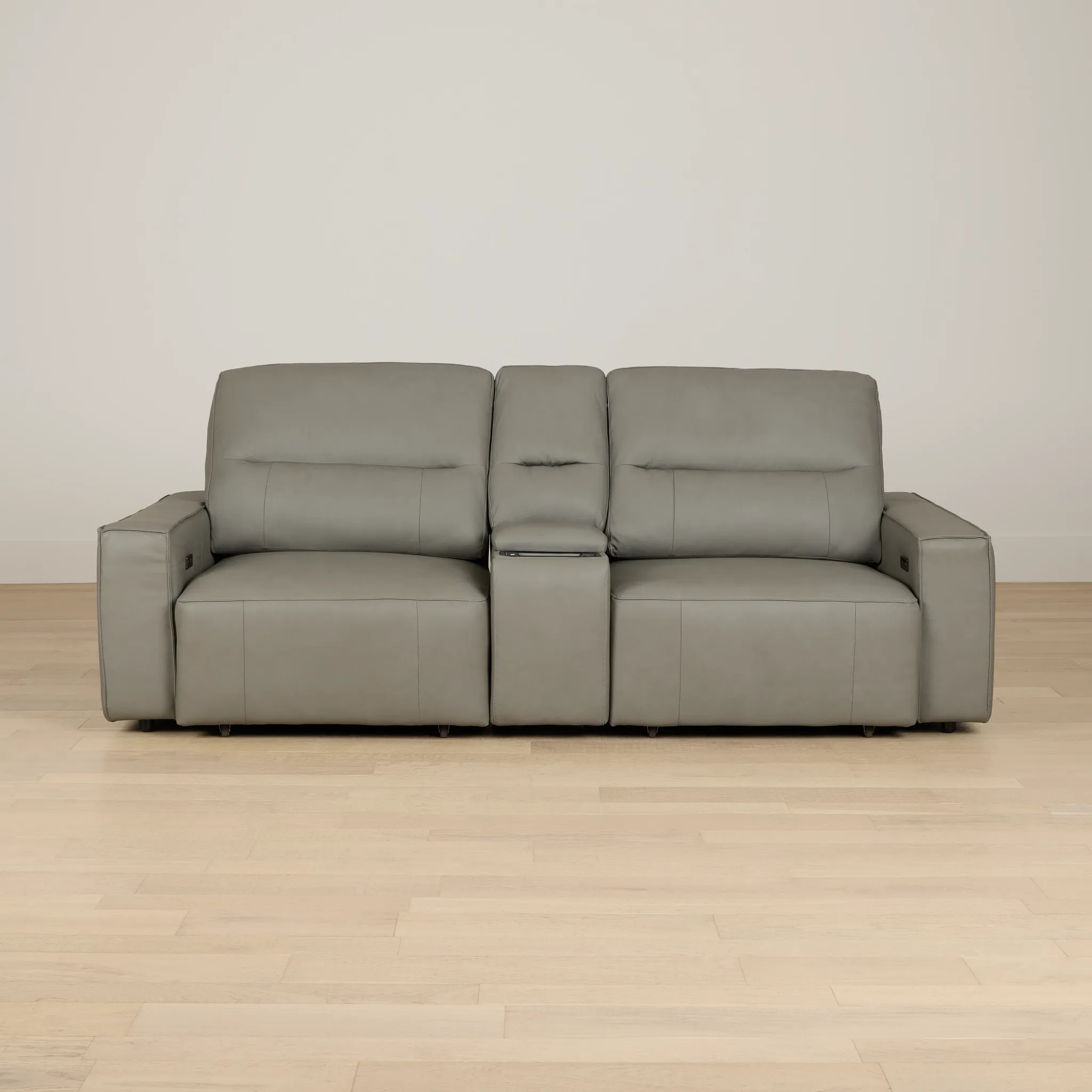 Rudy Gray Lthr/vinyl Power Extension Chaise Console Loveseat