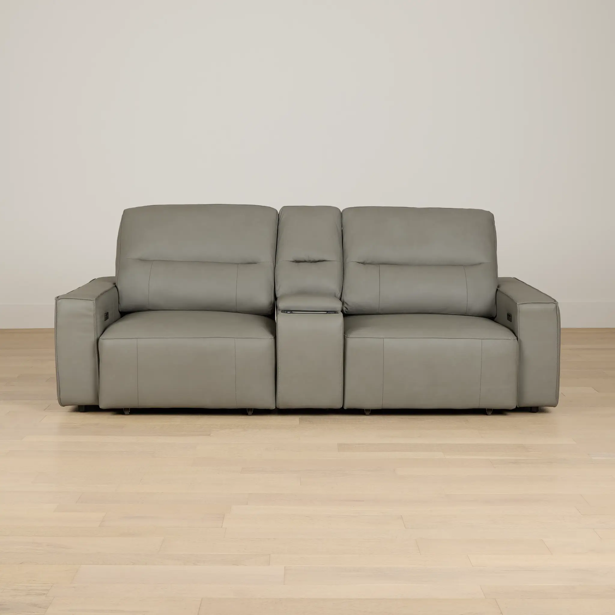 Rudy Gray Lthr/vinyl Power Extension Chaise Console Loveseat Rudy Gray Lthr/vinyl Power Extension Chaise Console Loveseat