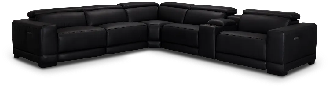 Lombardy Black Micro Medium Triple Power 2-arm Sectional