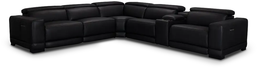 Lombardy Black Micro Medium Triple Power 2-arm Sectional Lombardy Black Micro Medium Triple Power 2-arm Sectional