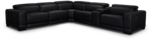 Lombardy Black Micro Medium Triple Power 2-arm Sectional