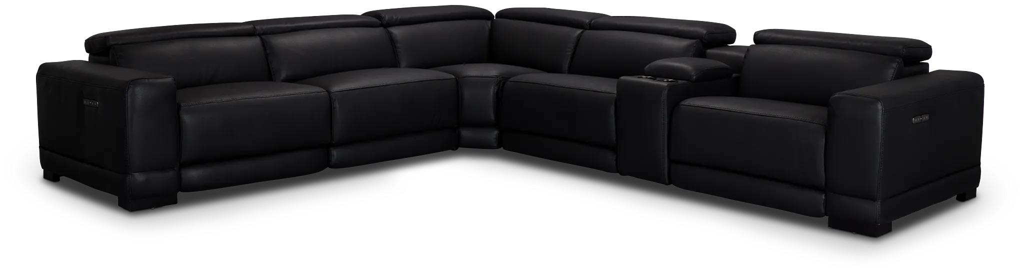 Lombardy Black Micro Medium Triple Power 2-arm Sectional