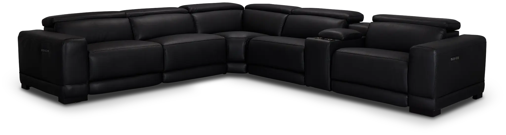 Lombardy Black Micro Medium Triple Power 2-arm Sectional Lombardy Black Micro Medium Triple Power 2-arm Sectional