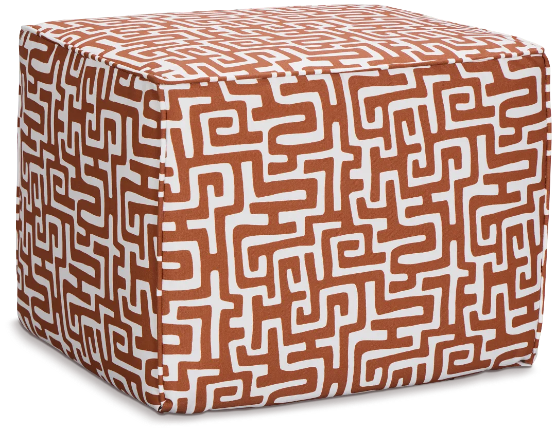 Enid Dark Orange Fabric Accent Pouf