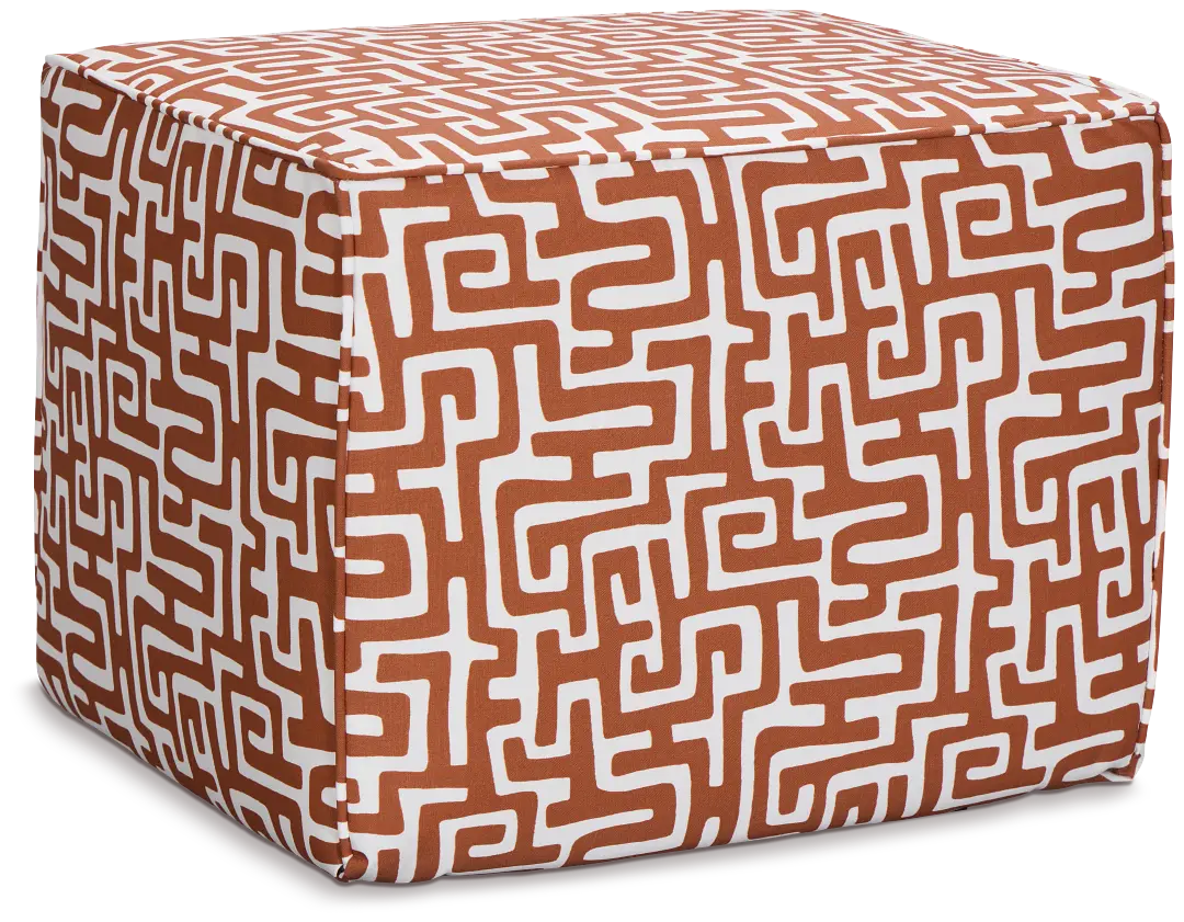 Enid Dark Orange Fabric Accent Pouf Enid Dark Orange Fabric Accent Pouf