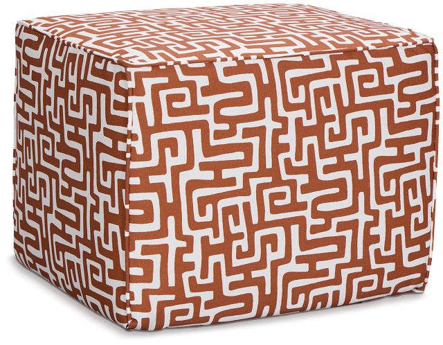 Enid Dark Orange Fabric Accent Pouf