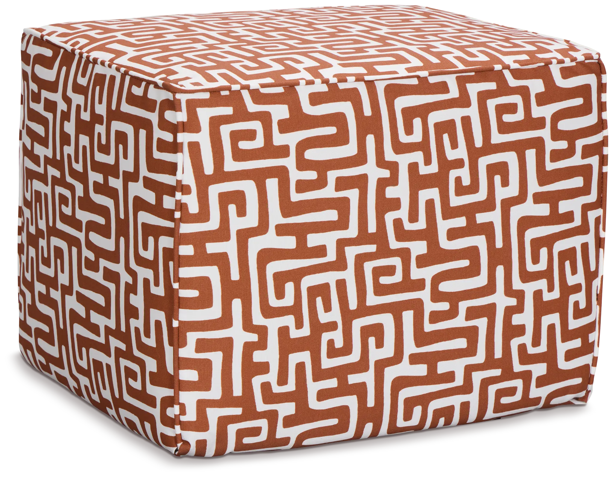 Enid Dark Orange Fabric Accent Pouf Enid Dark Orange Fabric Accent Pouf