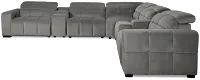 Gemma Light Gray Velvet Large Dual Power Left Chaise Sectional