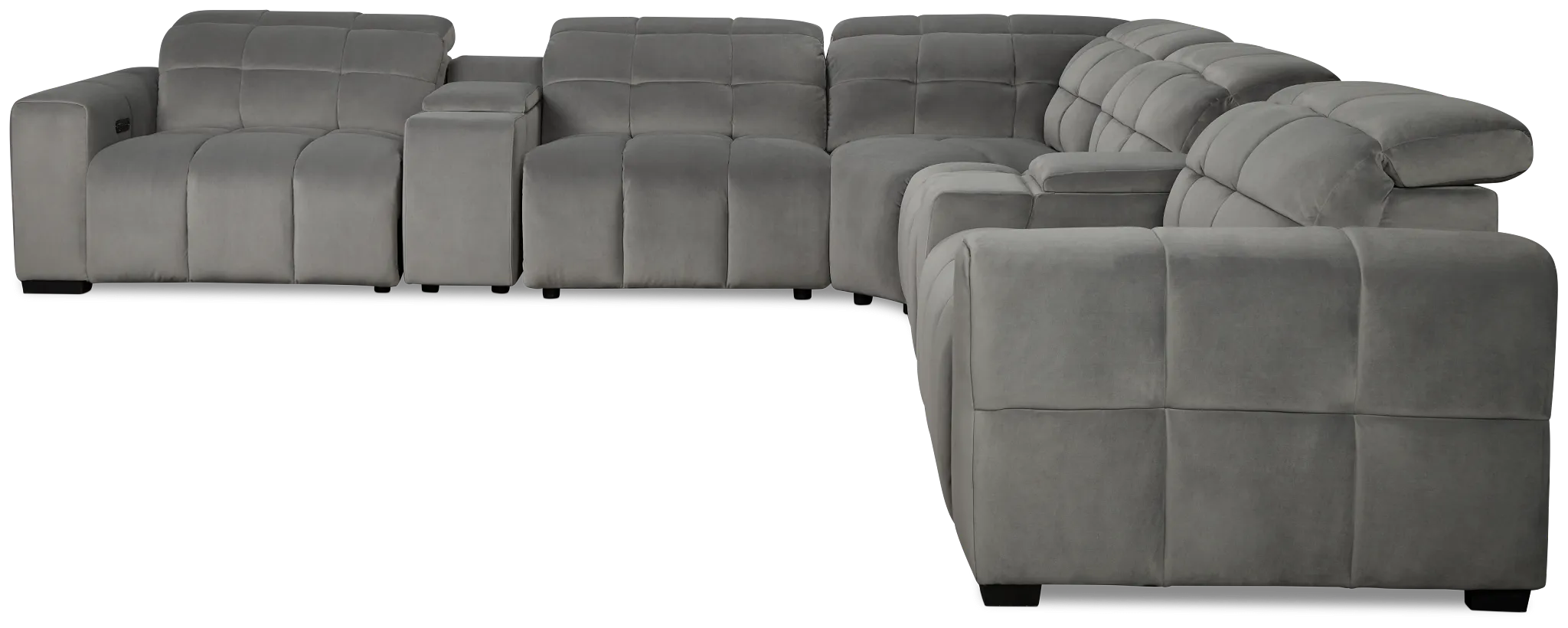 Gemma Light Gray Velvet Large Dual Power Left Chaise Sectional