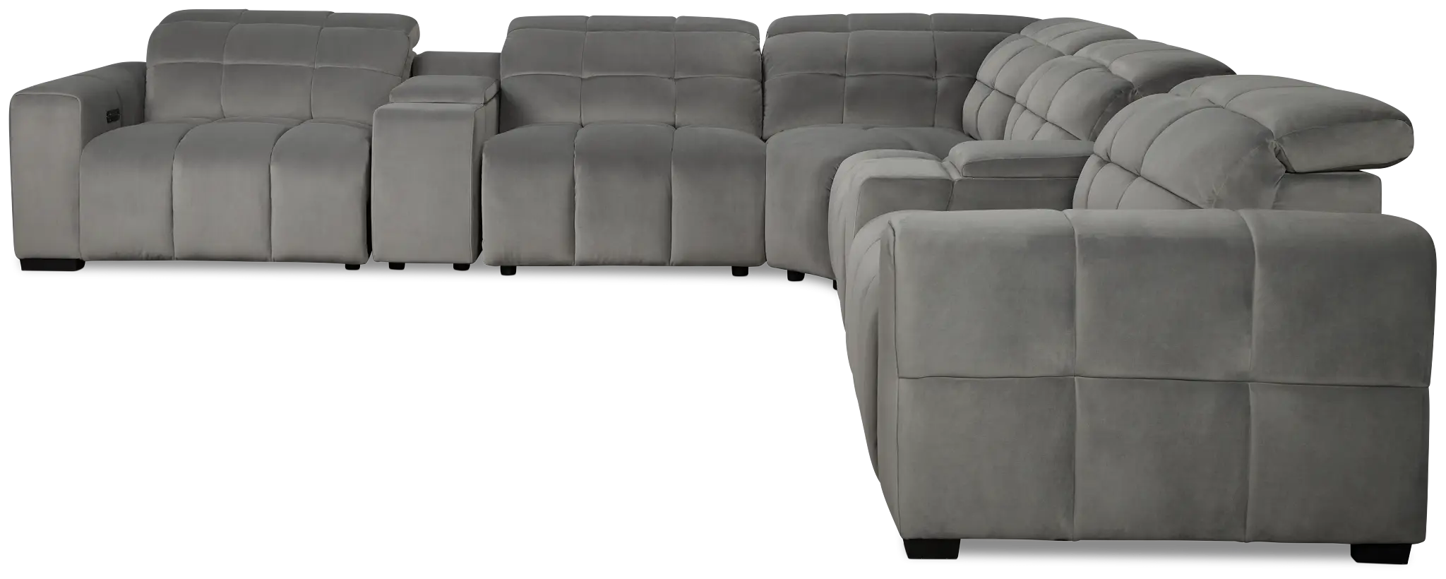 Gemma Light Gray Velvet Large Dual Power Left Chaise Sectional Gemma Light Gray Velvet Large Dual Power Left Chaise Sectional