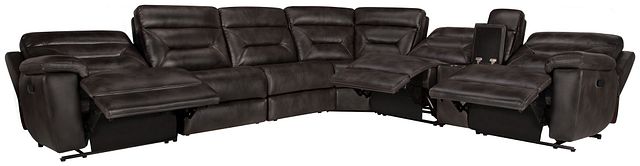 Phoenix Dark Gray Micro Large Two-arm Manually Reclining Sectional