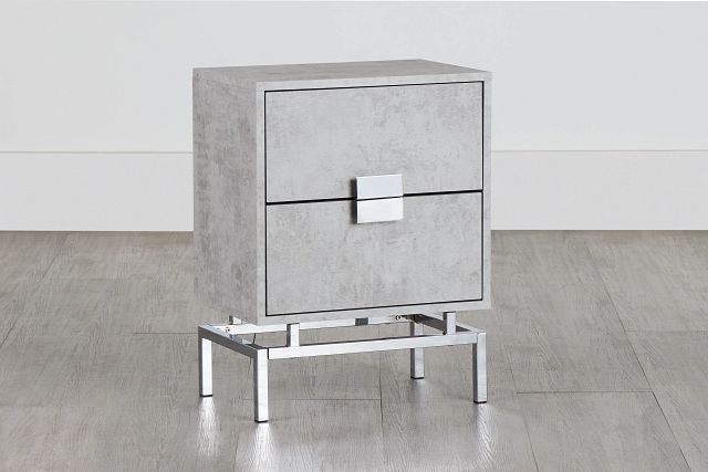 Eden Light Gray Chrome 2-drawer Nightstand