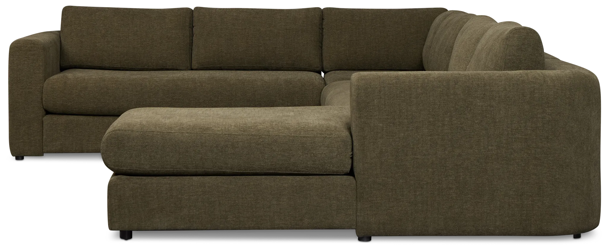 Alma Dark Green Fabric Medium Right Chaise Sectional