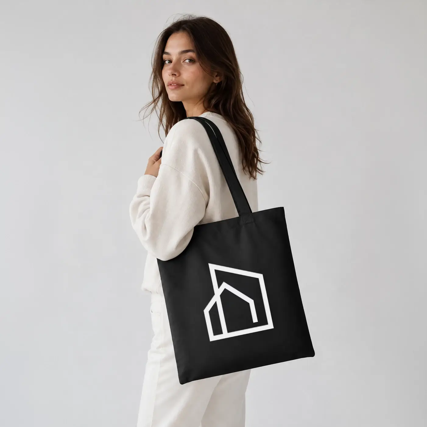 CITY HOME Black Canvas Tote Bag CITY HOME Black Canvas Tote Bag