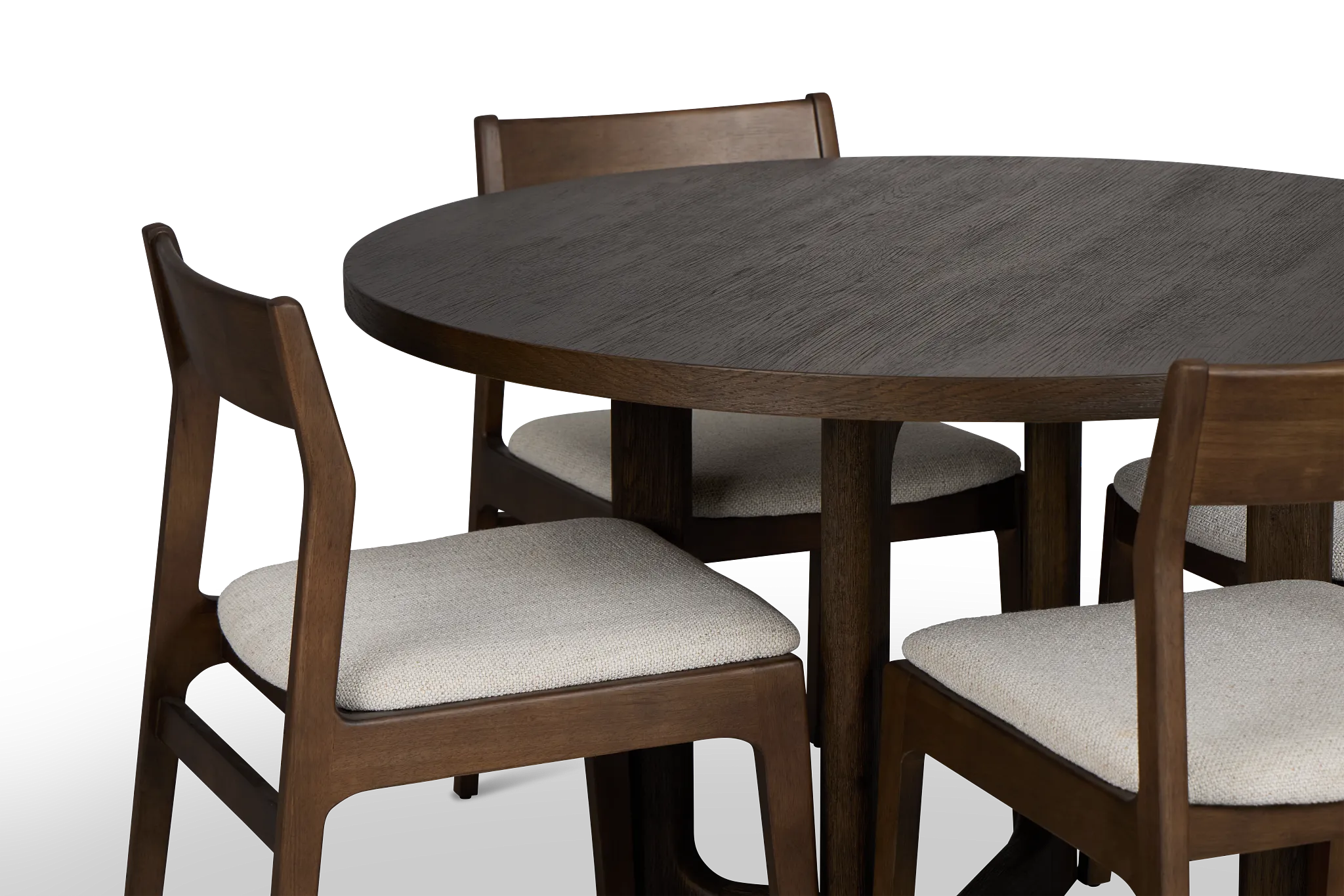 Santorini Dark Tone Round Table & 4 Curved Chairs