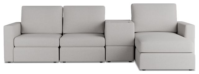Citymod Light Gray Fabric Small Right Chaise Sectional With Media Console