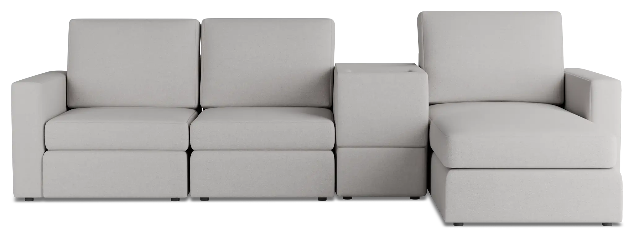 Citymod Light Gray Fabric Small Right Chaise Sectional With Media Console Citymod Light Gray Fabric Small Right Chaise Sectional With Media Console