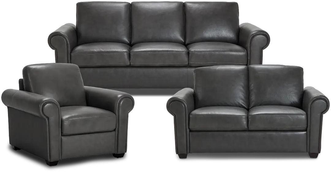 Lincoln Dark Gray Lthr/vinyl Living Room Lincoln Dark Gray Lthr/vinyl Living Room