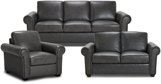 Lincoln Dark Gray Lthr/vinyl Living Room